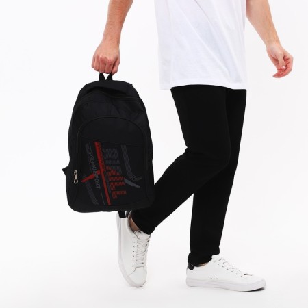 Male backpack on a zipper, 3 outer pockets, black color-7