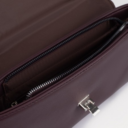 Bag-mixer on the valve, outer pocket, long belt, burgundy color-2