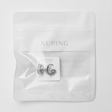 Cooping earrings Xuping shine, d = 1.38 cm, colored in silver-3