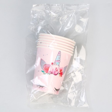 A one -time paper glass "Mordochka unicorn", 250ml., Set of 6 pcs.-2