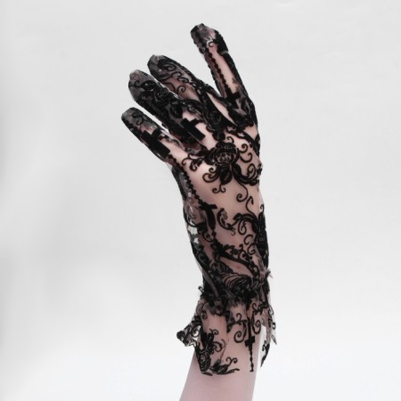 Carnival gloves openwork, black, short color-3
