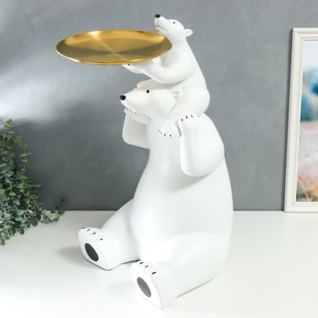 Souvenir Polystone stand "White Bear on the neck of the dad" d = 26 cm 70x37x33 cm