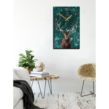 Carty clock is wall-mounted, interior "deer", smooth move, 57 x 35 x 4 cm-2