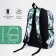 School backpack from textiles on a zipper, 3 pockets, green/gray color