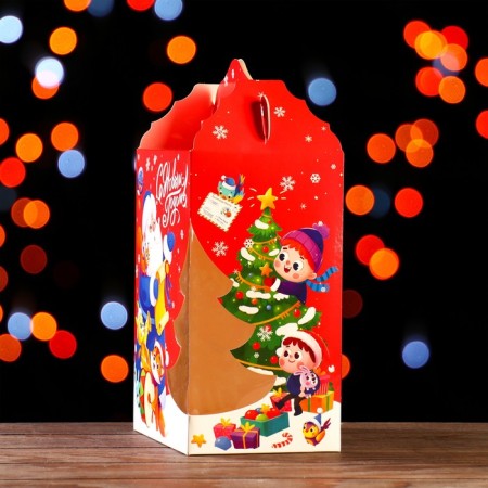 Gift box with a window Christmas tree "Letters", 25 x 13 x 19 cm-2