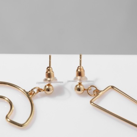 Earrings Metal "Signs", Color Gold-1