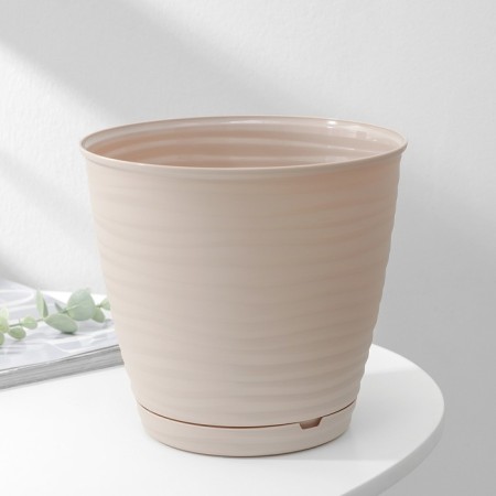 Pot for flowers with a Saffron pallet, 2.6 l, d = 17.6 cm, h = 16.2 cm, beige color-1