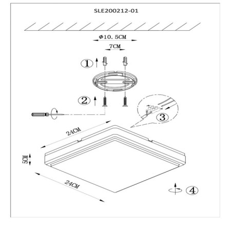 Ceiling EVOLUCE lamp. Sle200212-01. Taddio. 1x20 W, LED, 4000K, 1460 LM, 24x24x5 cm, white color-9