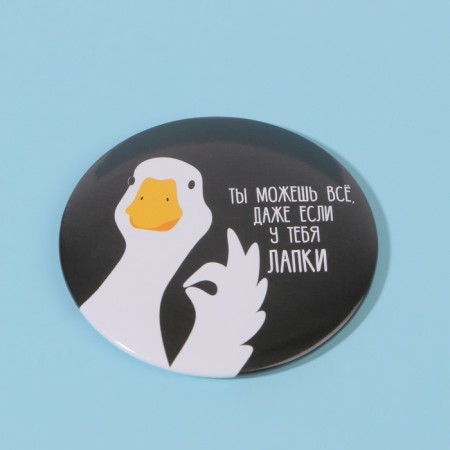 Pocket mirror “Goose”, d = 7 cm, black color-4