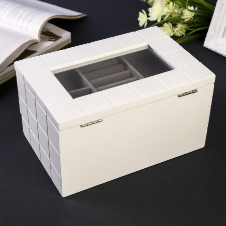Casket wood for jewelry "Cell" white 13.8x16.5x24 cm-3