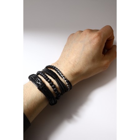 Bracelet Skin "Latyr", black color, d = 7.5 cm-2
