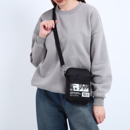 Youth bag on an anime long belt, 20 x 15 x 3 cm, lightning department, black color-6
