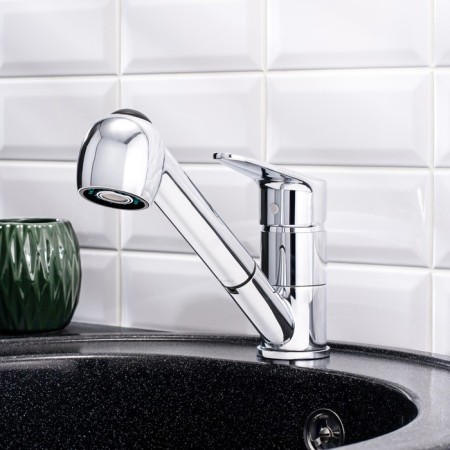 BouOU B8282-8 kitchen mixer, with exhaust watering can, 40 mm cartridge, brass, chrome-1