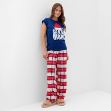 Пижама новогодняя женская KAFTAN "Santa team", цвет красный/синий, размер 40-42