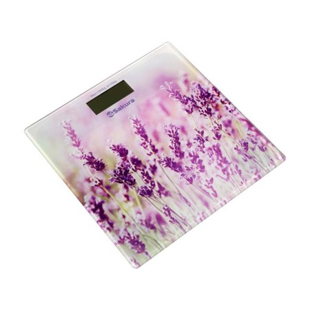 Floor scales Sakura SA-5072LF, electronic, up to 180 kg, 1xCR2032, glass, "lavender"