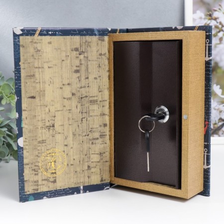 Safe-book wood to the leatherette "mills, helms and anchors" 21x13x5 cm-1