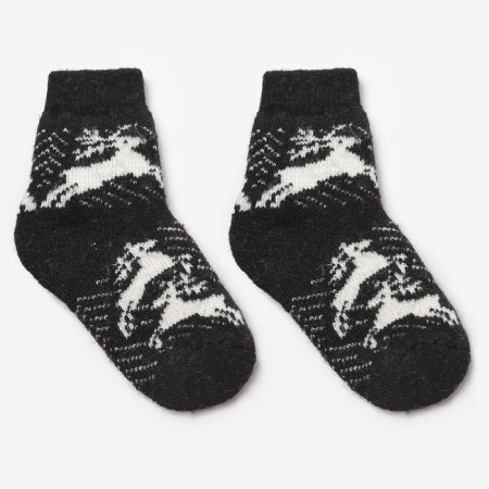 Children's woolen socks "deer", black color, size 22