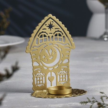Click "House with Cup" metal per candle, 6.7x10x13.5 cm, golden-1