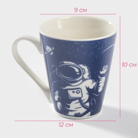 Porcelain share mug “Go!”, 310 ml, the color is blue and white-2