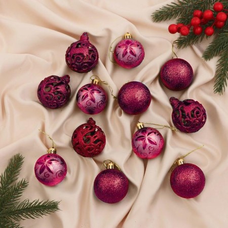 Set of balls plastic D-5 cm, 12 pcs "Trilate" burgundy