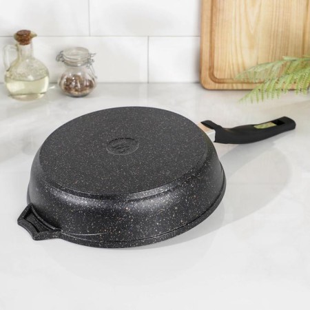 Granite Star pan, d = 24 cm, plastic handle, anti -stick coating, black color-2