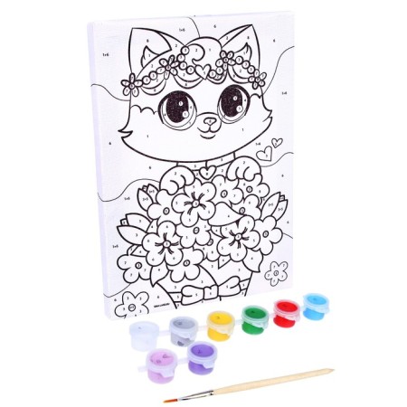 Picture on numbers for children "Kitten in a bouquet", 21 x 15 cm-2