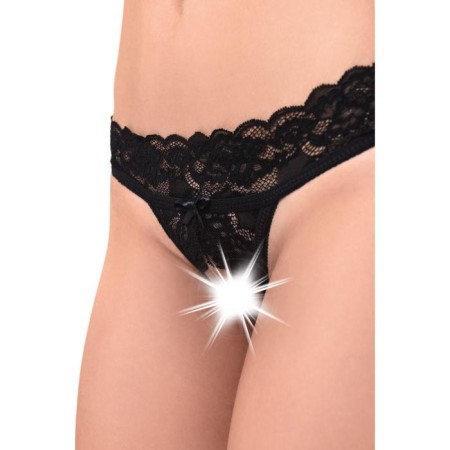 Panties with EROLANTA access, with a neckline, lace, black, size 46-48-5