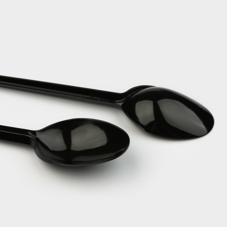 Spoon table plastic disposable "standard", 16 cm, black color-2