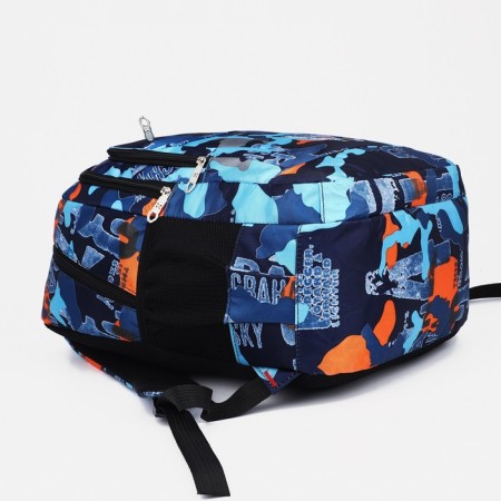 Youth backpack on lightning from textiles, 2 pockets, blue color-4