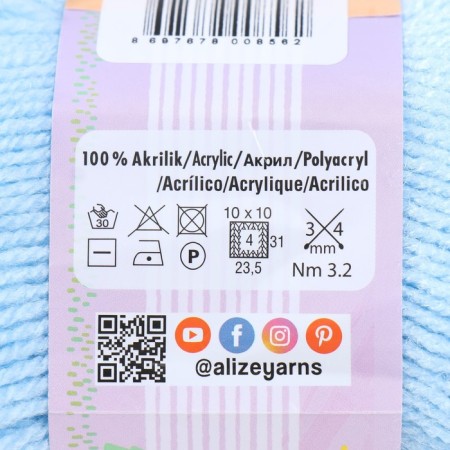 Yarn "Sekerim Bebe" 100% acrylic 320m/100g (183 bl.-3