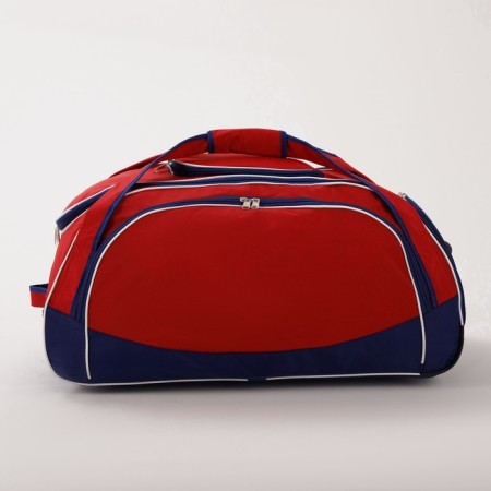 Road bag on wheels, a lightning department, shoes, 3 outer pockets, a long belt, red/blue color-1