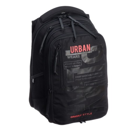 Youth backpack, 42 ​​x 31 x 22 cm, Grizzly 338, ergonomic back, laptop department, black/blue RU-338-3_1-1