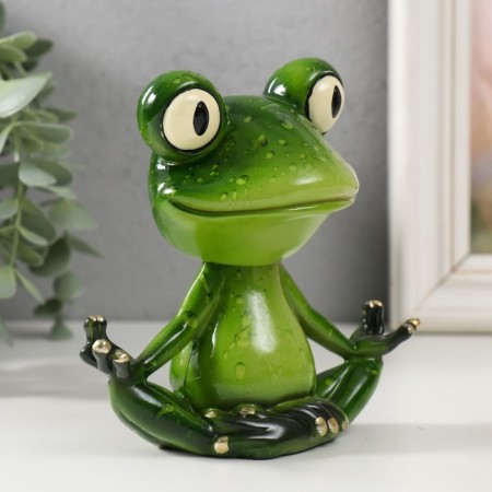 Souvenir Polystone Lak "Frog -Yog" Head on the spring 12x12.5x7.5 cm-1