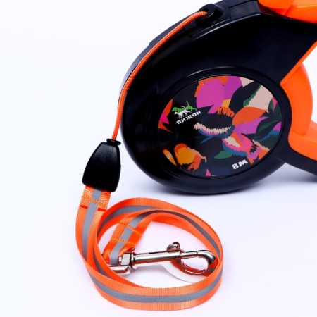 Roulette "Piggon" with a rubberized handle, 8 m, up to 50 kg, cable, black-orange-1