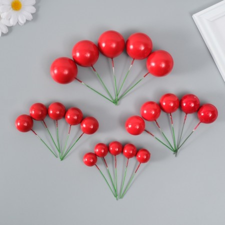 Decor for creativity "Red Balls" d = 2; 3; 3.5 and 4 cm set 20 pcs