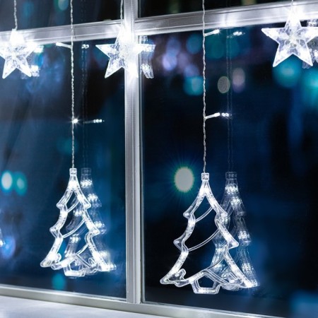 Garland “fringe” 2.4 × 0.9 m with nozzles “Christmas tree”, IP20, transparent thread, 138 LED, white glow, 8 modes, 220 V-2