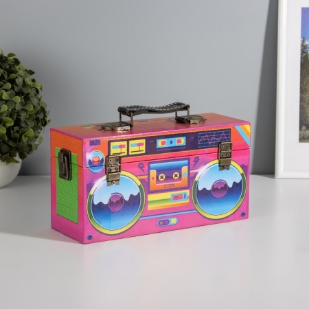 Casket wood to the leatherette "A acidic tape recorder" 25x9x14 cm-3