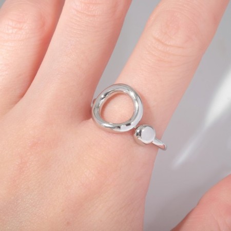The ring "minimal" circles duet, color silver, dimensionless-2