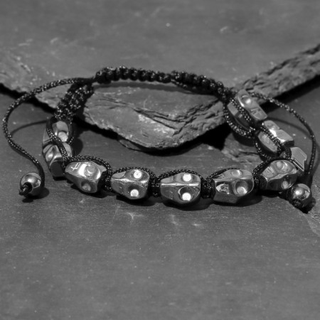 Bracelet "hematite" skulls, black color, 7 cm-1