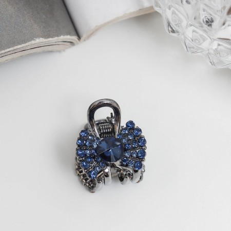 Hair crab "Rose" bow, 1.5 cm, blue-1