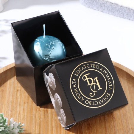 Figure candle "Ball. Planet", 6x5.5 cm, turquoise, in a box-2