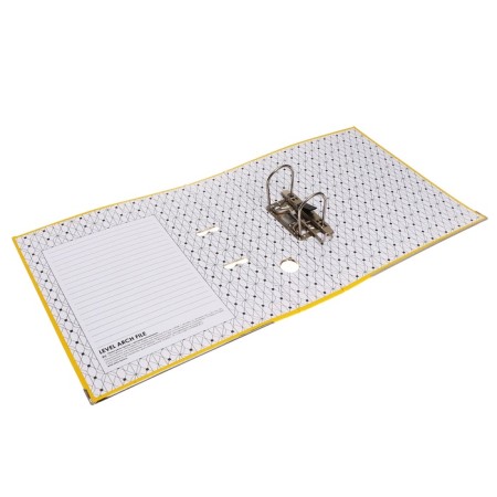 A4, 75 mm, calligrata registrar folder, PVC, embossing "lins", metallic edging, pocket for a spine, collected, yellow, mix-4