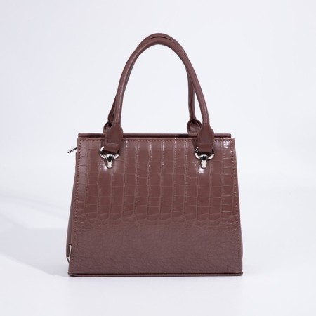 Women's bag El Masta with a zipper, outer pocket, long belt, coffee