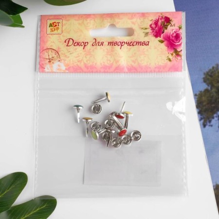 Brads for scrapbooking "Drops of paint" Set 15 pcs mix 1.3x0.5x0.5 cm-3