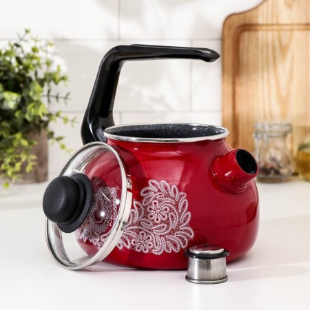 A kettle with a whistle "Vologda lace", 2 l, a fixed handle, induction-1
