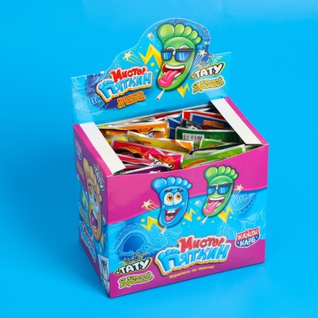 Caramel on a stick with an explosive caramel and a tattoo "Mr. Pyatkin", Assorted, 8 g