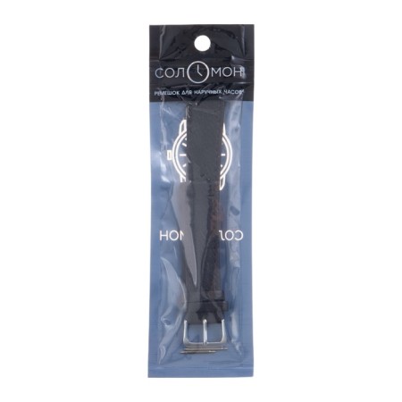 Solomon watch strap, 20 mm, genuine leather, L-20 cm, black with embossing-3