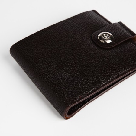 Male purse for magnet, department for bills, cards, coins, brown color-2