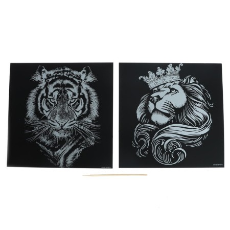 A set of engravings "Big Cats", with a metallic effect "Gold", 2 pcs, 19x19 cm-1
