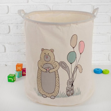 A basket for storing toys "Bear and bunny with balls" 40 × 40 × 48 cm